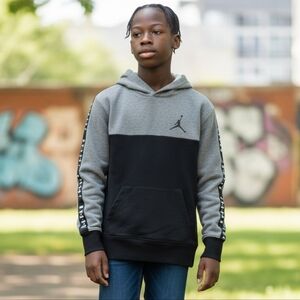 Jordan Black and Gray Boys Hoodie Size medium 10-12